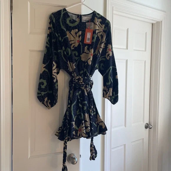 NWT RHODE Ella dress in black mosaic blossom, size L - Picture 6 of 6